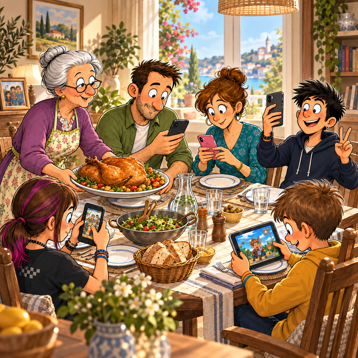 Les Calimarrants, famille Ferreira réunie dans leur univers chaleureux et humoristique.